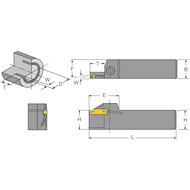 Klemmhalter DFS-R 25-150-6 (Axial-Tief-Einstechen, Plandrehen, ø150-250mm) W=6mm